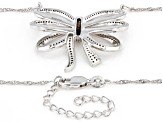 White Diamond Rhodium Over Sterling Silver Bow Necklace 0.55ctw