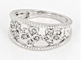 White Diamond Accent Rhodium Over Sterling Silver Butterfly Band Ring