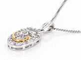 White Diamond Rhodium And 14k Yellow Gold Over Sterling Silver Earrings And Pendant Set 0.15ctw