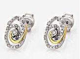 White Diamond Rhodium And 14k Yellow Gold Over Sterling Silver Earrings And Pendant Set 0.15ctw