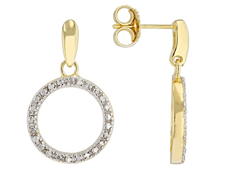White Diamond Accent 18k Yellow Gold Over Sterling Silver Circle Earrings