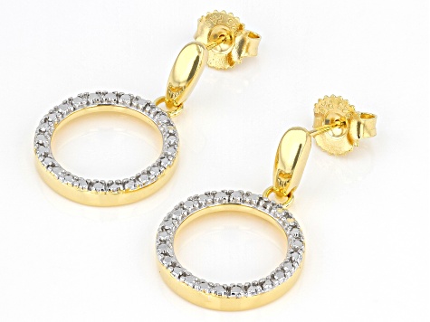 White Diamond Accent 18k Yellow Gold Over Sterling Silver Circle Earrings