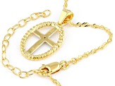 White Diamond Accent 18k Yellow Gold Over Sterling Silver Cross Pendant With 18" Singapore Chain