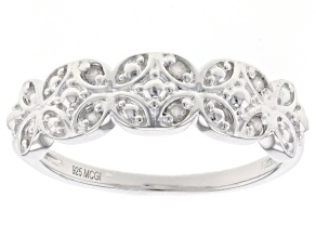 White Diamond Accent Rhodium Over Sterling Silver Band Ring