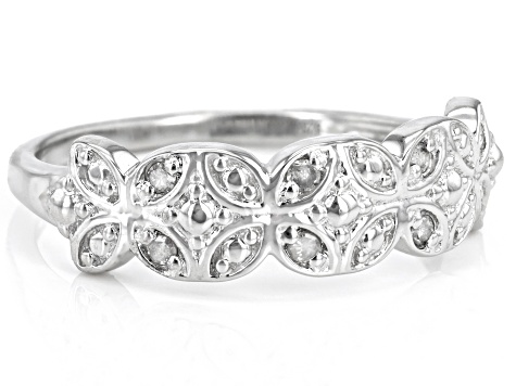 White Diamond Accent Rhodium Over Sterling Silver Band Ring