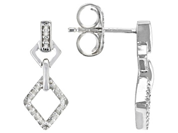 Picture of White Diamond Rhodium Over Sterling Silver Dangle Earrings 0.20ctw