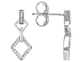 White Diamond Rhodium Over Sterling Silver Dangle Earrings 0.20ctw