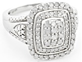 White Diamond Rhodium Over Sterling Silver Cluster Ring 1.00ctw