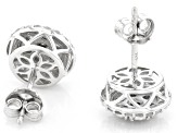 White Diamond Rhodium Over Sterling Silver Cluster Stud Earrings 0.50ctw