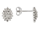 Diamond Rhodium Over Sterling Silver Cluster Stud Earrings 0.60ctw