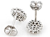 Diamond Rhodium Over Sterling Silver Cluster Stud Earrings 0.60ctw