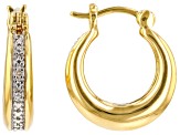 White Diamond Accent 18k Yellow Gold Over Sterling Silver Hoop Earrings