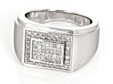 White Diamond Rhodium Over Sterling Silver Mens Cluster Ring 0.33ctw