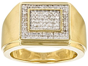 White Diamond 14k Yellow Gold Over Sterling Silver Mens Cluster Ring 0.33ctw