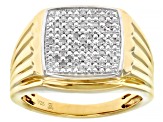 White Diamond 14k Yellow Gold Over Sterling Silver Mens Cluster Ring 0.10ctw