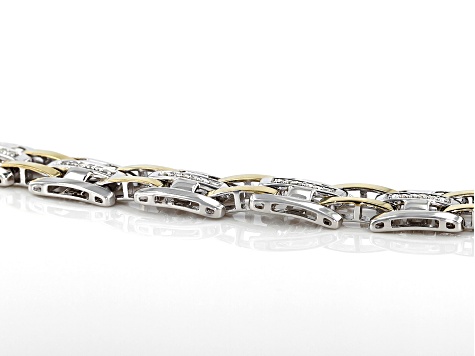 White Diamond Rhodium & 14K Yellow Gold Over Sterling Silver Mens Tennis Bracelet 0.50ctw