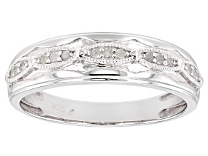 White Diamond Rhodium Over Sterling Silver Mens Band Ring 0.15ctw
