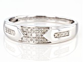White Diamond Rhodium Over Sterling Silver Mens Band Ring 0.20ctw