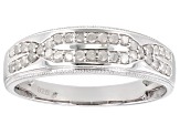 White Diamond Rhodium Over Sterling Silver Mens Band Ring 0.35ctw