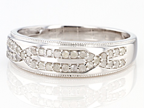 White Diamond Rhodium Over Sterling Silver Mens Band Ring 0.35ctw