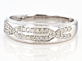 White Diamond Rhodium Over Sterling Silver Mens Band Ring 0.35ctw