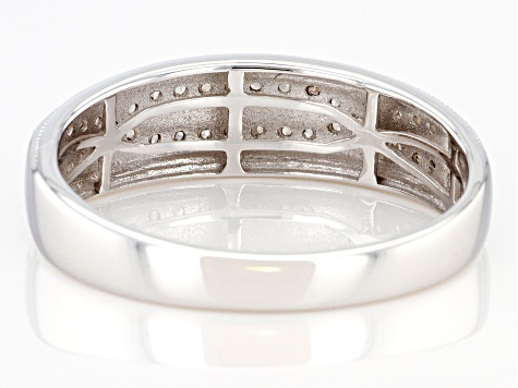 White Diamond Rhodium Over Sterling Silver Mens Band Ring 0.35ctw