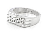 White Diamond Rhodium Over Sterling Silver Men's Ring 0.20ctw