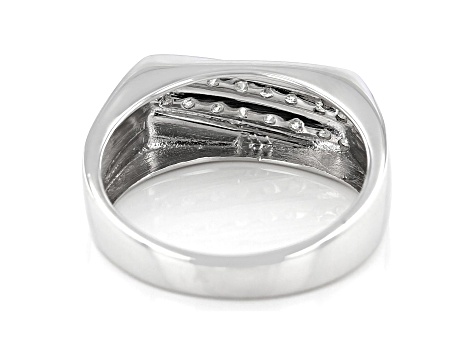 White Diamond Rhodium Over Sterling Silver Men's Ring 0.20ctw