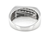 White Diamond Rhodium Over Sterling Silver Men's Ring 0.20ctw