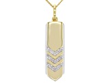 White Diamond Two-Tone 14k Yellow Gold And Rhodium Over Sterling Silver Mens Dog Tag Pendant 0.25ctw