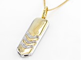 White Diamond Two-Tone 14k Yellow Gold And Rhodium Over Sterling Silver Mens Dog Tag Pendant 0.25ctw
