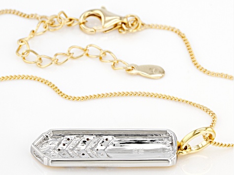 White Diamond Two-Tone 14k Yellow Gold And Rhodium Over Sterling Silver Mens Dog Tag Pendant 0.25ctw