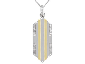 White Diamond Two-Tone Rhodium And 14k Yellow Gold Over Sterling Silver Mens Dog Tag Pendant 0.20ctw