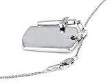 Black And White Diamond Rhodium Over Sterling Silver Mens Dog Tag Cross Pendant .20ctw