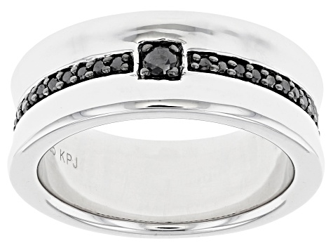 Black Diamond Rhodium Over Sterling Silver Mens Band Ring 0.25ctw