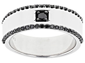 Black Diamond Rhodium Over Sterling Silver Mens Band Ring 0.50ctw