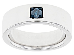 Blue Velvet Diamond™ Rhodium Over Sterling Silver Mens Band Ring 0.25ctw
