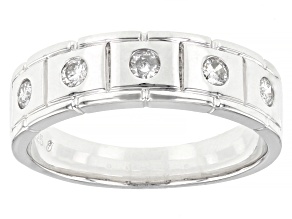 White Diamond Rhodium Over Sterling Silver Mens Wide Band Ring 0.30ctw