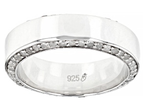 White Diamond Rhodium Over Sterling Silver Mens Eternity Band Ring 1.20ctw