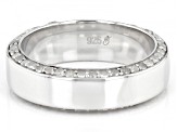 White Diamond Rhodium Over Sterling Silver Mens Eternity Band Ring 1.25ctw