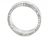 White Diamond Rhodium Over Sterling Silver Mens Eternity Band Ring 1.25ctw