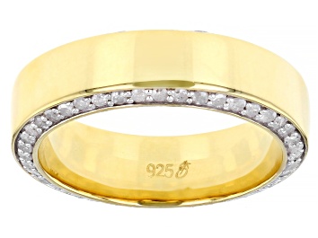 Picture of White Diamond 14k Yellow Gold Over Sterling Silver Mens Eternity Band Ring 1.25ctw