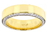 White Diamond 14k Yellow Gold Over Sterling Silver Mens Eternity Band Ring 1.25ctw