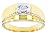 White Diamond 14k Yellow Gold Over Sterling Silver Mens Wide Band Ring 0.25ctw