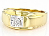 White Diamond 14k Yellow Gold Over Sterling Silver Mens Wide Band Ring 0.25ctw