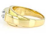 White Diamond 14k Yellow Gold Over Sterling Silver Mens Wide Band Ring 0.25ctw