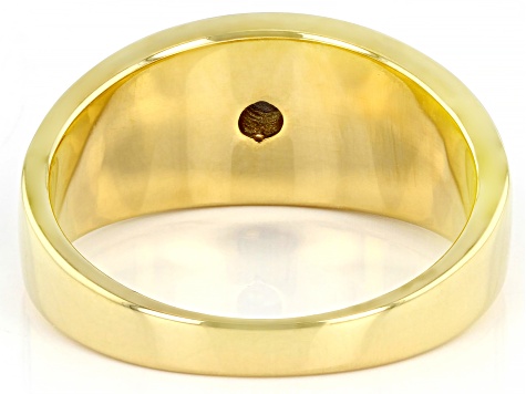 White Diamond 14k Yellow Gold Over Sterling Silver Mens Wide Band Ring 0.25ctw