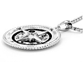 Black Diamond Rhodium Over Sterling Silver Mens Compass Pendant 0.25ctw
