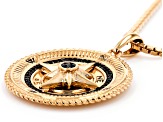 Black Diamond 14k Yellow Gold Over Sterling Silver Mens Compass Pendant 0.25ctw