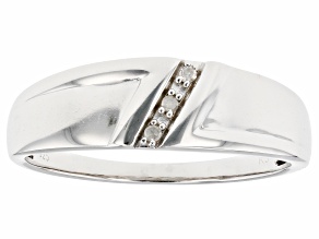 Diamond Accent Rhodium Over Sterling Silver Mens Band Ring